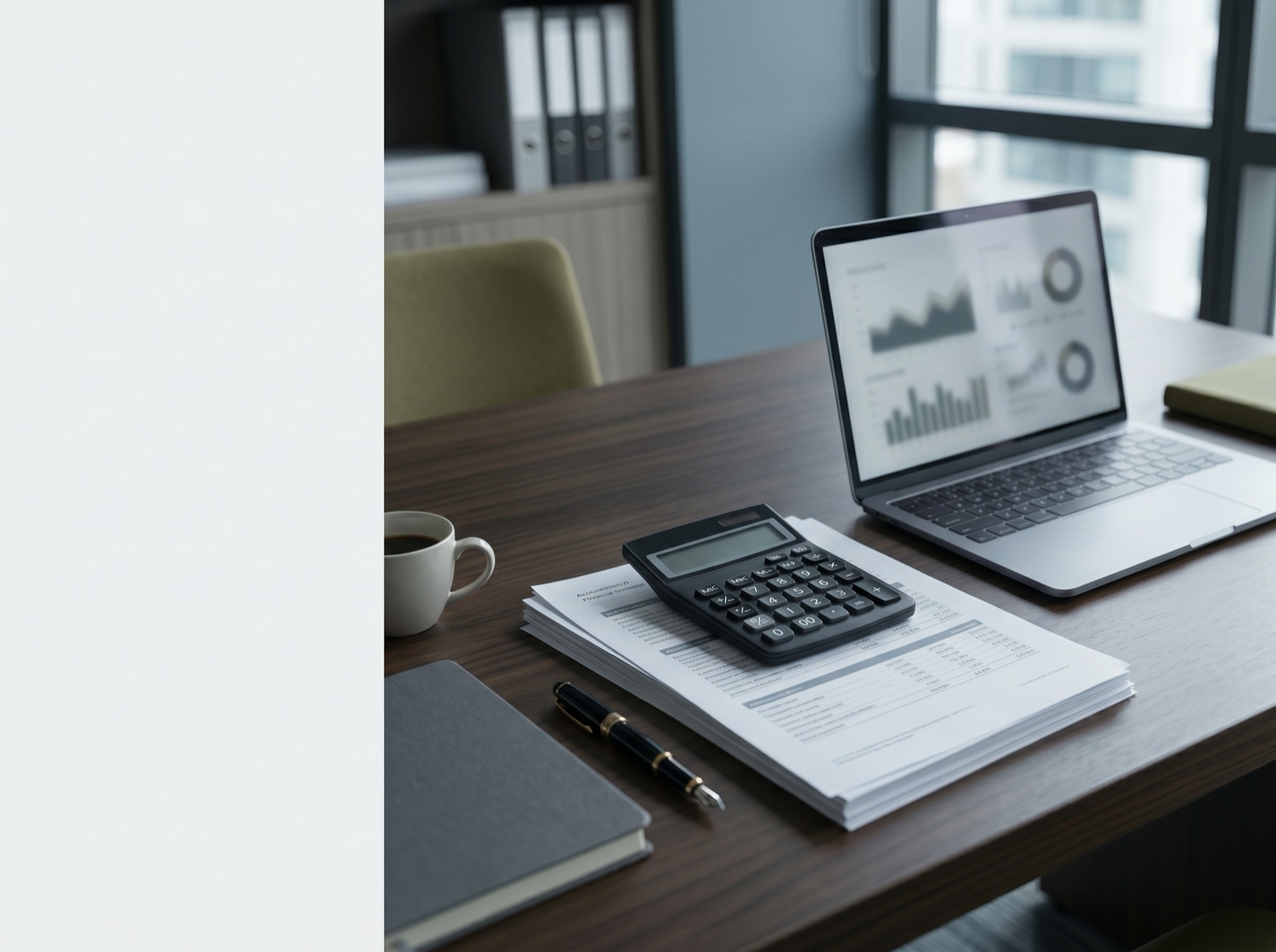 Espacio de trabajo con reportes contables y herramientas de analisis financiero.