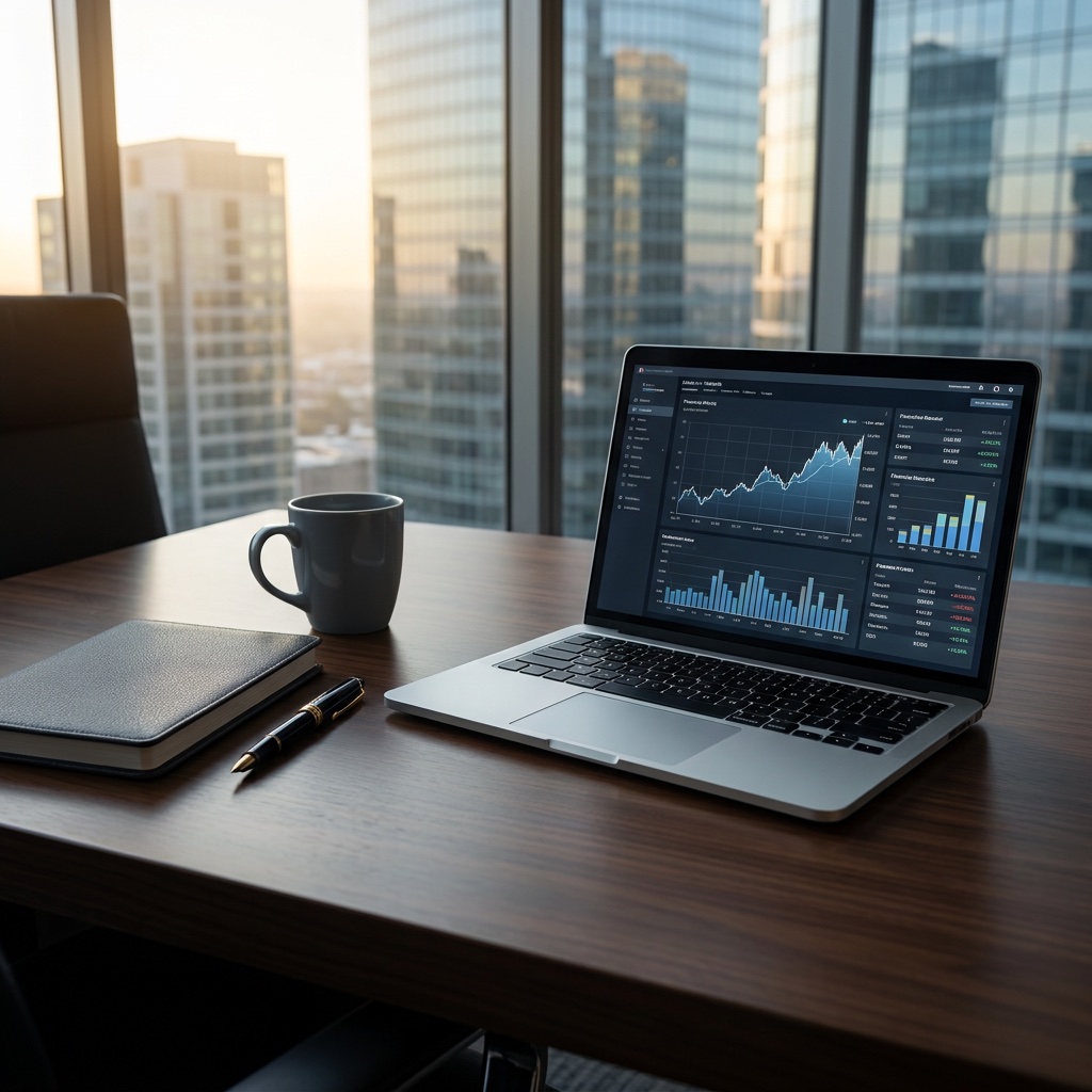 Espacio de trabajo ejecutivo con documentos y herramientas de analisis tributario.